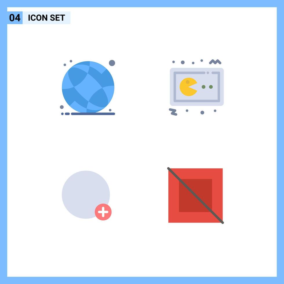 conjunto de pictogramas de 4 ícones planos simples do mundo globo escola básica sinal de elementos de design de vetores editáveis