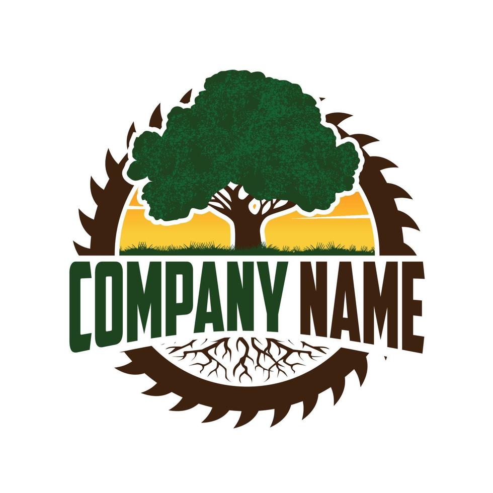 logotipo de registro de árvores, logotipo de cortador de madeira vetor