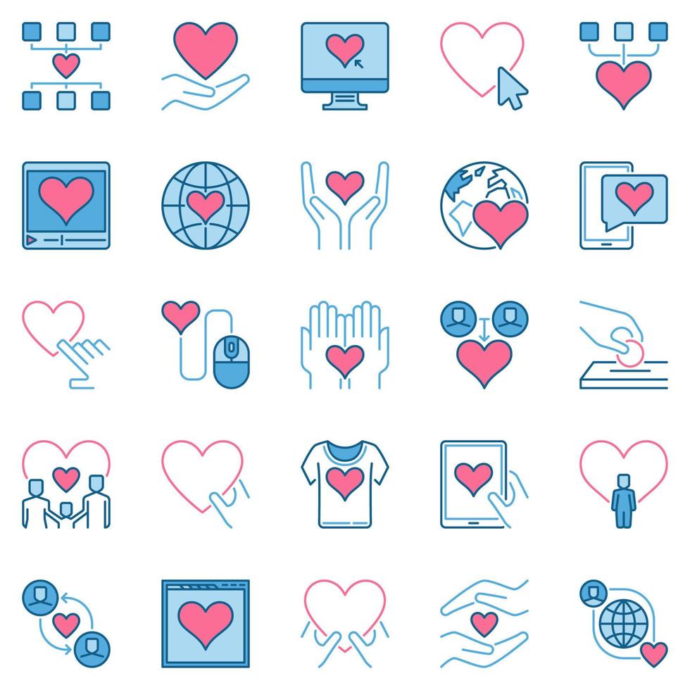 ícones criativos de doação e caridade - sinais de bondade vetorial vetor
