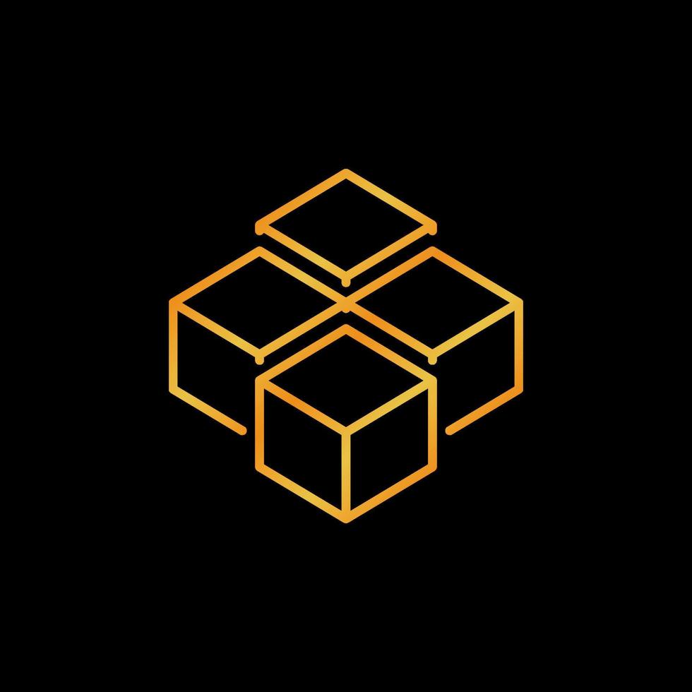 ícone de linha dourada do conceito de vetor de cadeia de blocos. símbolo colorido de criptomoeda