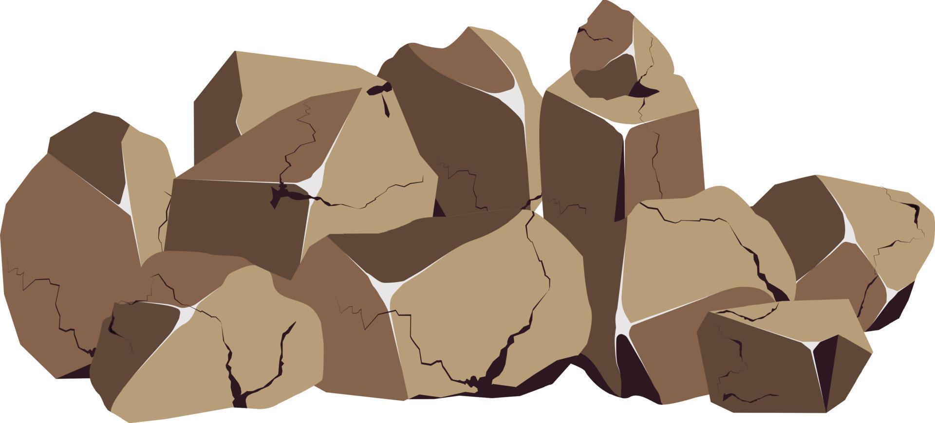 coleção de pedras de várias formas e seixos moss.costal, paralelepípedos, cascalho, minerais e formações geológicas. fragmentos de rocha, pedregulhos e material de construção. vetor