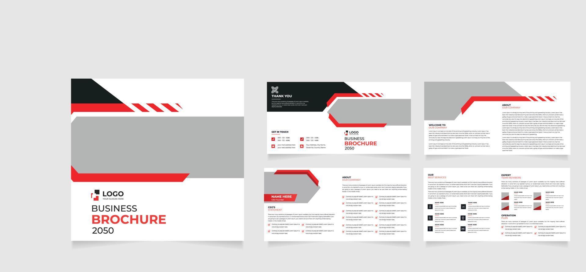 design criativo de brochura de 8 páginas, modelo de brochura de negócios, design de brochura corporativa, perfil de empresa moderna, folheto, layout vetor