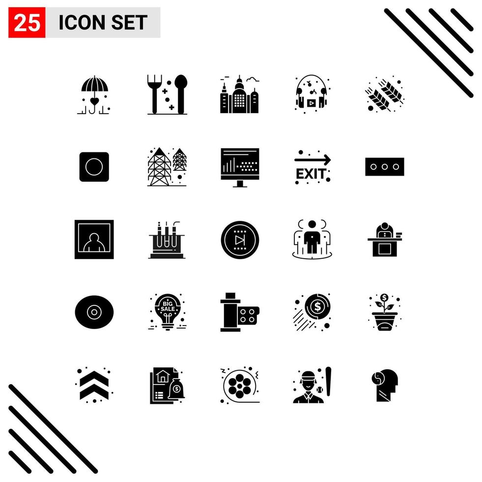conjunto de 25 sinais de símbolos de ícones de interface do usuário modernos para elementos de design de vetores editáveis de comida de casa de fazenda na índia