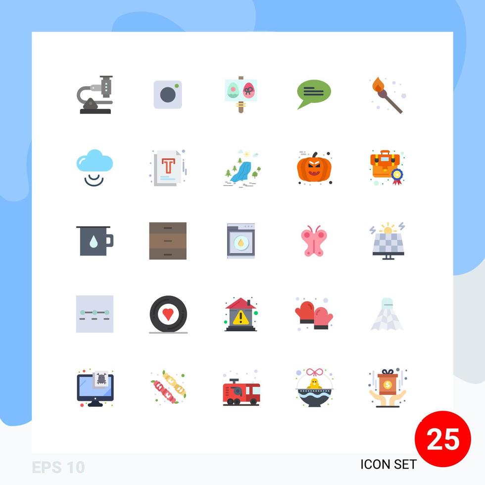 conjunto de 25 ícones de interface do usuário modernos, símbolos, sinais para mensagens de fogo, conversas sociais, feriados, elementos de design vetorial editáveis vetor
