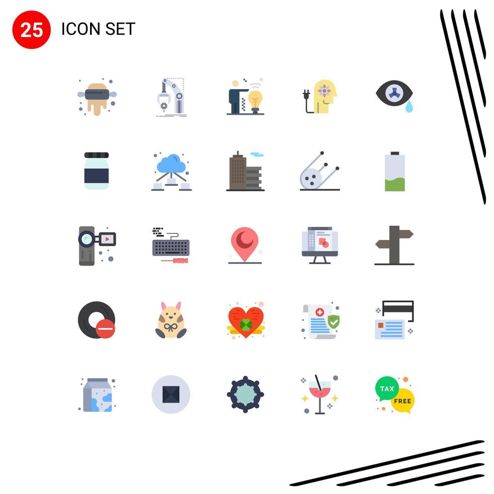 pacote de linha vetorial editável de 25 cores planas simples de capacidade de conhecimento de negócios de mente nuclear elementos de design vetorial editáveis vetor