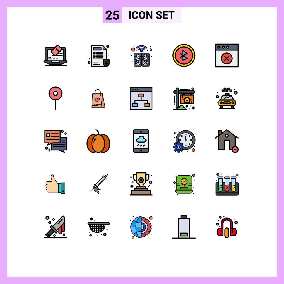 25 ícones criativos, sinais e símbolos modernos de exclusão de interface de usuário, tecnologia de interface do usuário eletrônica, elementos de design de vetores editáveis