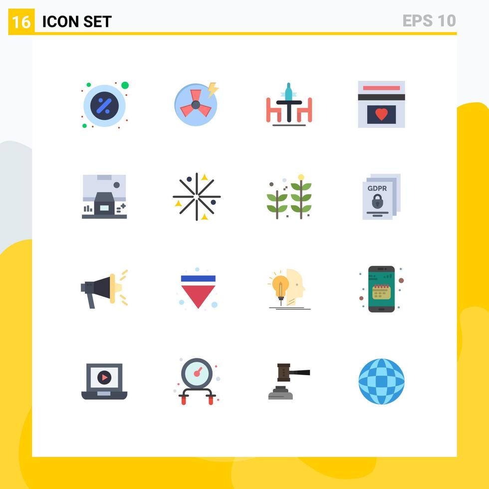conjunto de 16 sinais de símbolos de ícones de interface do usuário modernos para pacote editável de diplomacia de fundo de fábrica de amor de casamento de elementos de design de vetores criativos