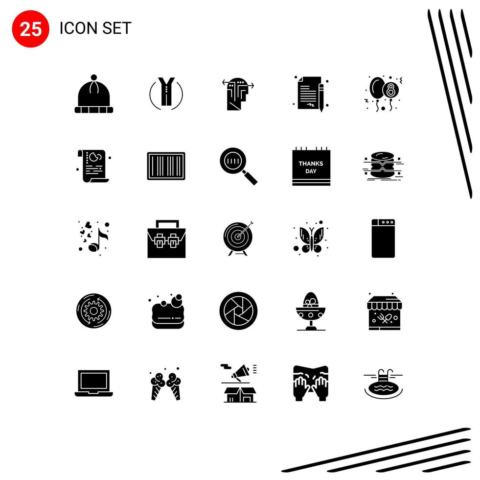 25 ícones criativos, sinais e símbolos modernos de documento de pensamento de balão de festa, elementos de design de vetores editáveis de negócios