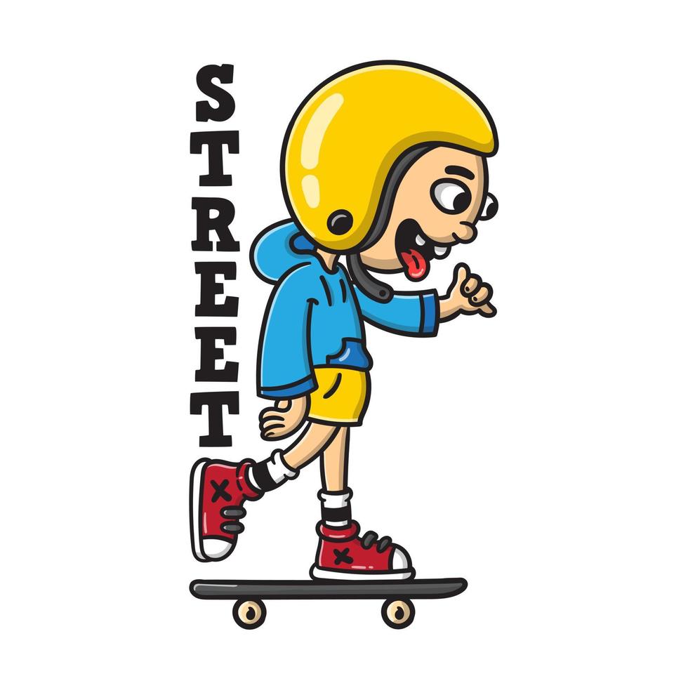 ilustração de um garoto legal jogando skate vetor