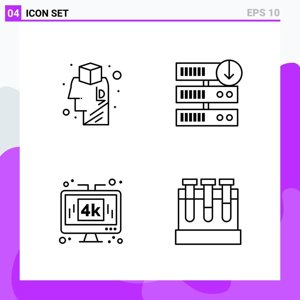 conjunto de 4 ícones em símbolos de contorno criativo de estilo de linha para design de sites e aplicativos móveis sinal de ícone de linha simples isolado em fundo branco 4 ícones vetor