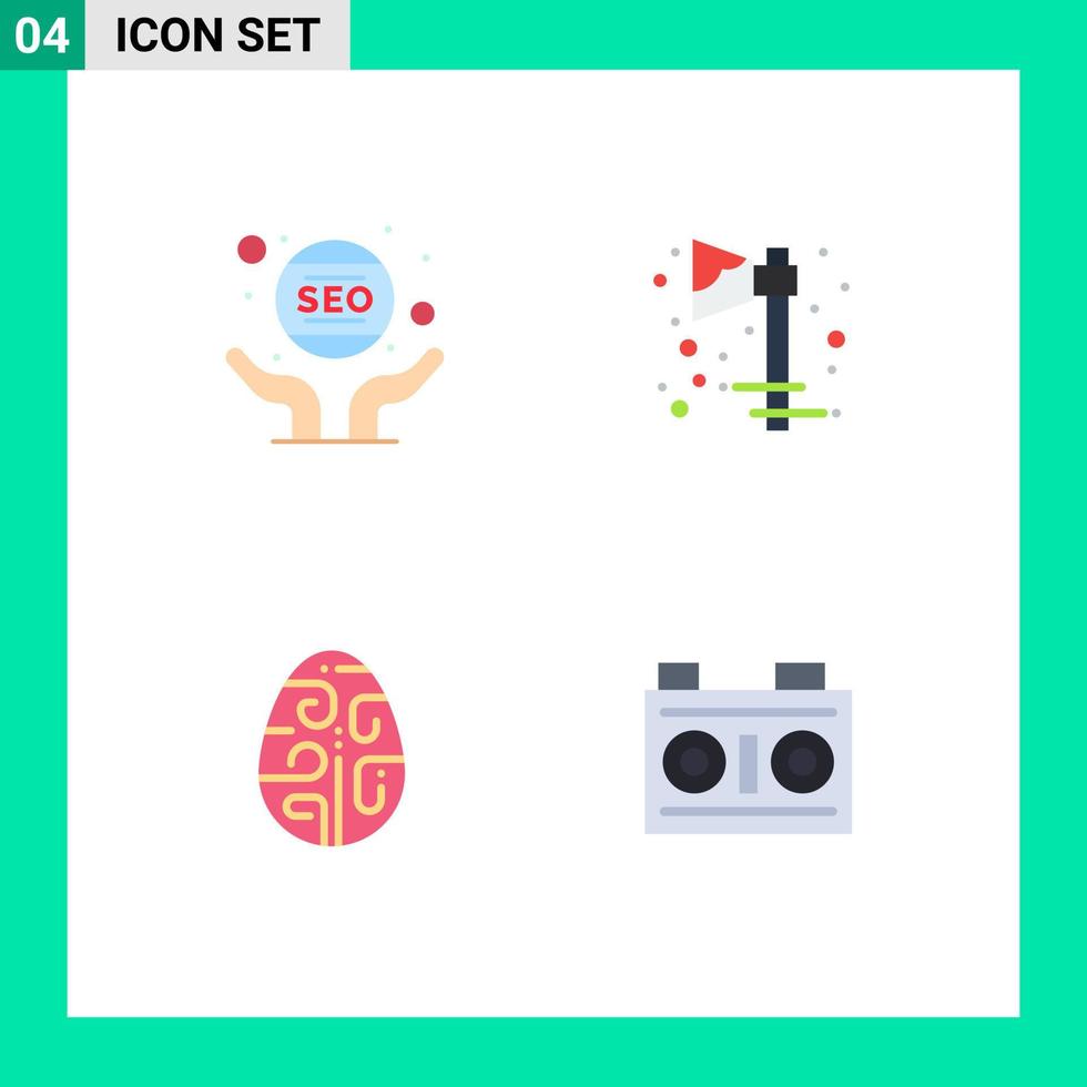4 ícones planos universais definidos para web e aplicativos móveis celebração de negócios celebração de seo elementos de design de vetores editáveis de páscoa
