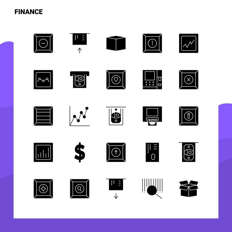 25 conjunto de ícones de finanças modelo de ilustração vetorial de ícone de glifo sólido para web e ideias móveis para empresa de negócios vetor