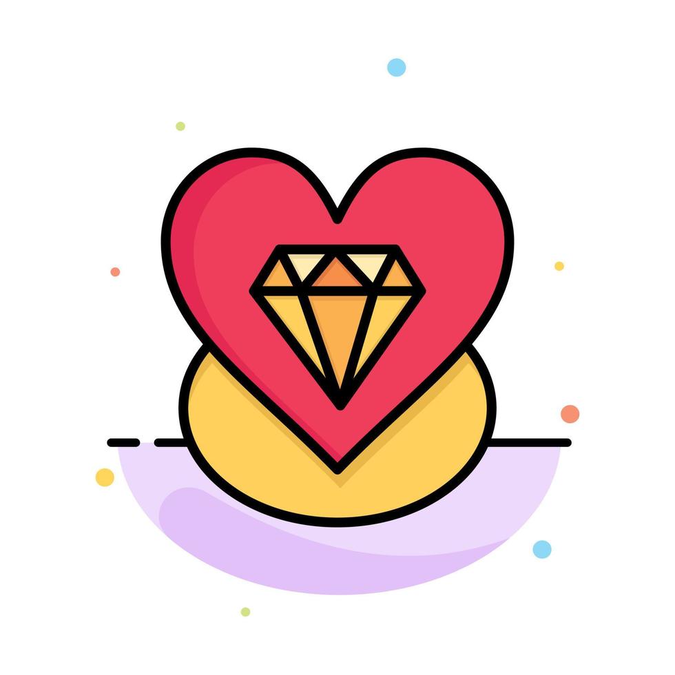 modelo de ícone de cor plana abstrata de casamento de coração de amor de diamante vetor