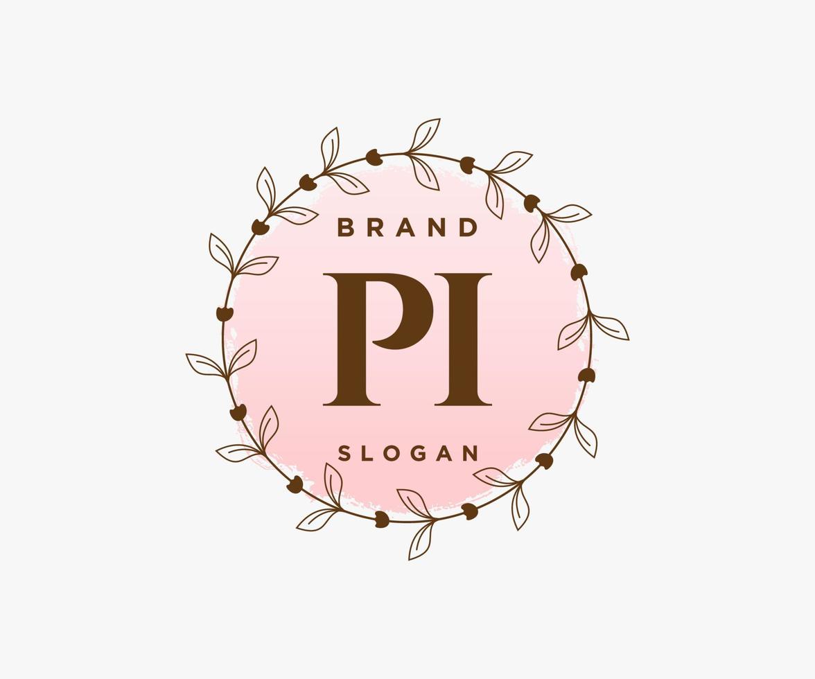 logotipo feminino pi inicial. utilizável para logotipos de natureza, salão, spa, cosméticos e beleza. elemento de modelo de design de logotipo de vetor plana.