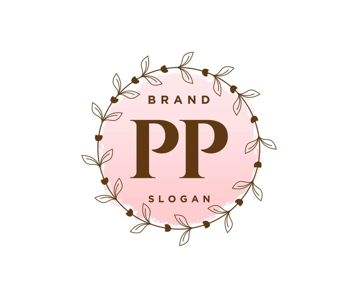 logotipo feminino pp inicial. utilizável para logotipos de natureza, salão, spa, cosméticos e beleza. elemento de modelo de design de logotipo de vetor plana.