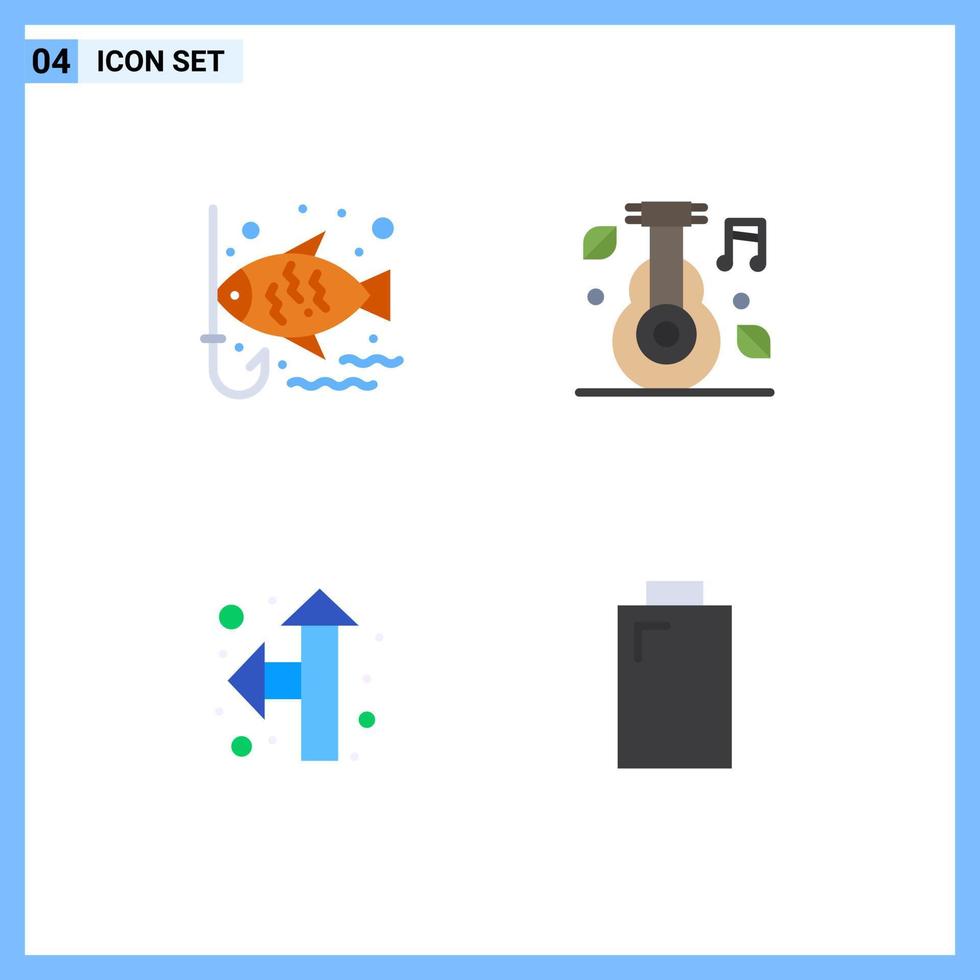 pacote de 4 sinais e símbolos de ícones planos modernos para mídia impressa na web, como direção de peixe, lazer, medicina, elementos de design de vetores editáveis à esquerda