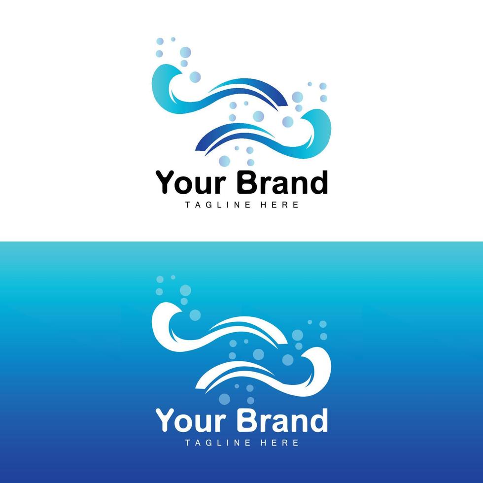 logotipo da onda do mar, design de onda de água, vetor de design de marca