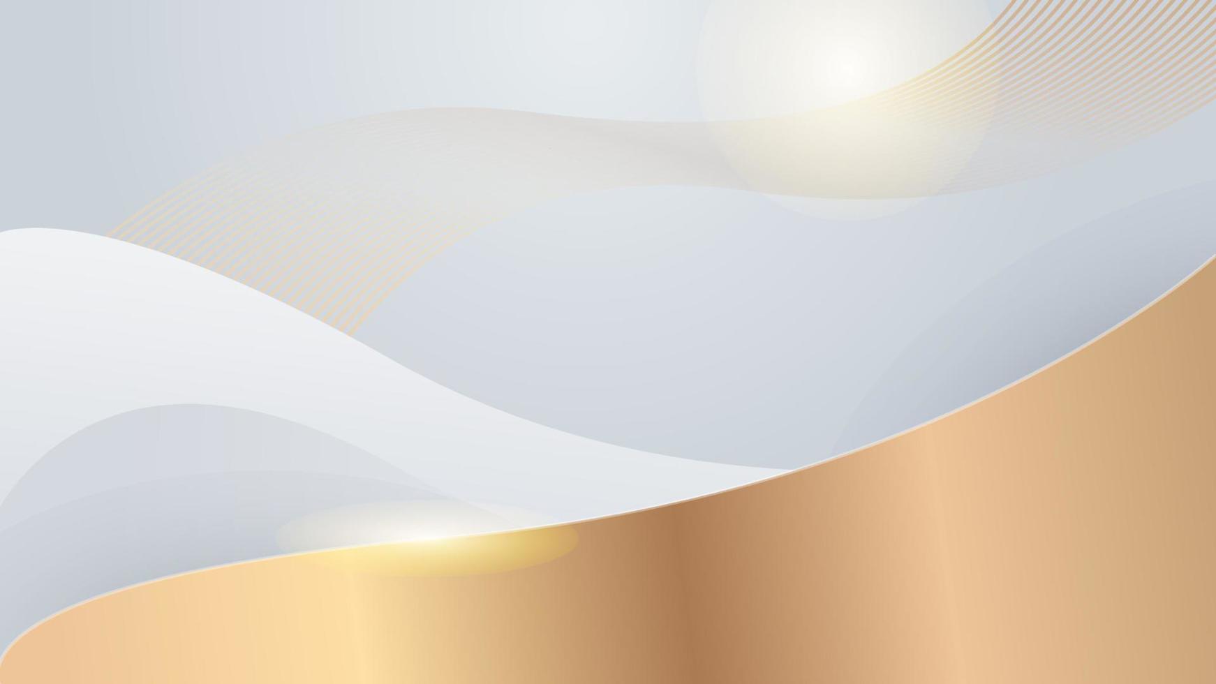 fundo branco e dourado com elementos de decoração de formas geométricas abstratas de luxo para design de apresentação, cartão de visita, design de casamento vetor