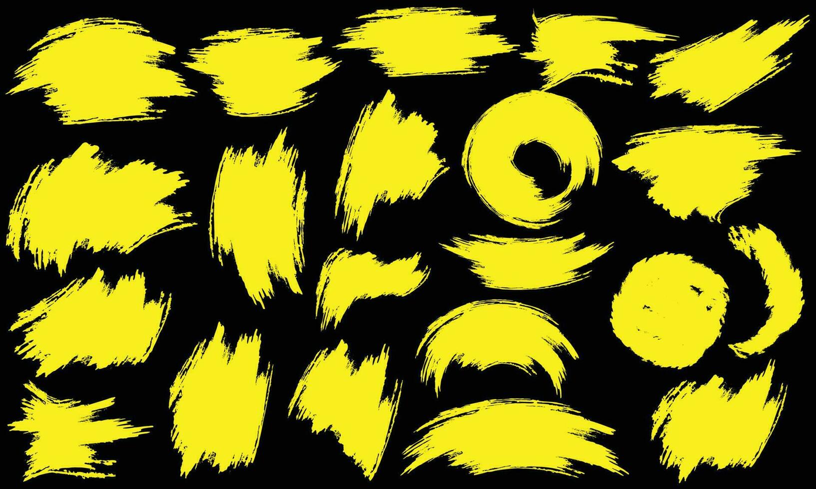 coleção grande de design de traçado de pincel grunge de cor amarela abstrata vetor