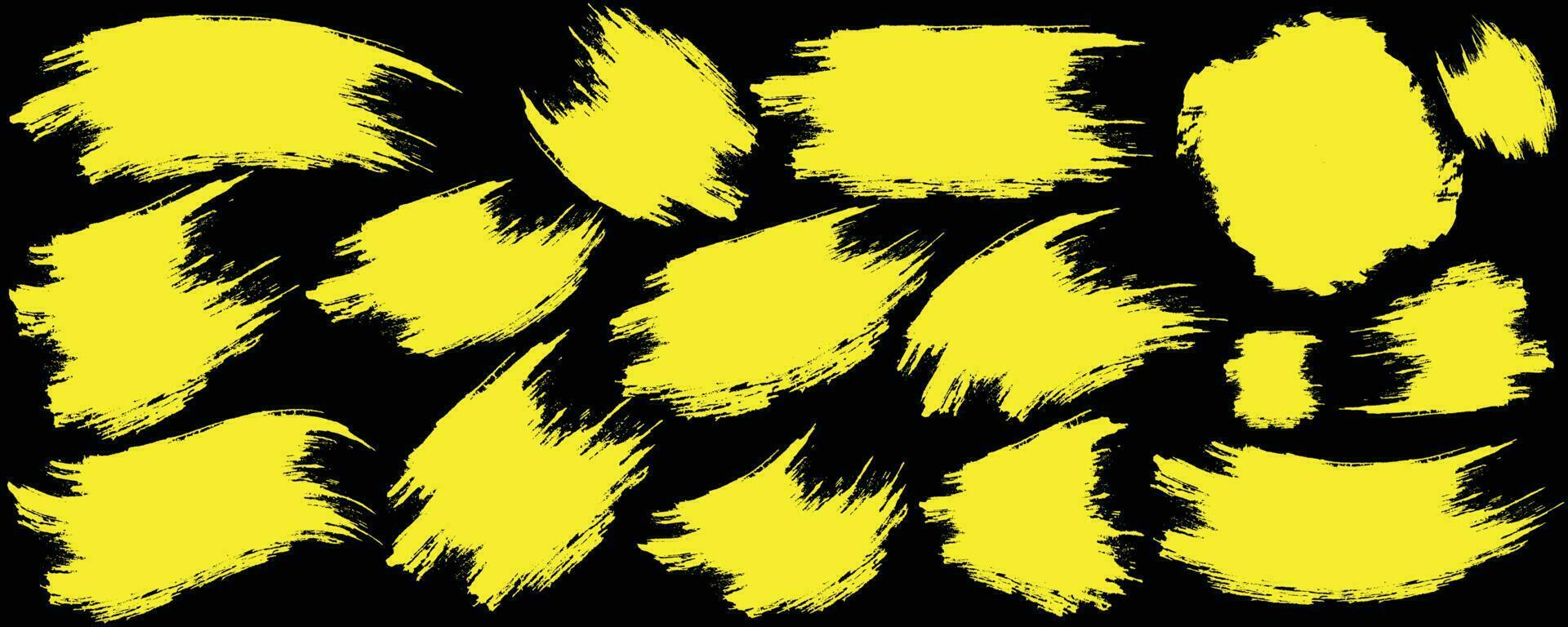 quadro de pincel respingo moderno conjunto de fundo de cor amarela vetor