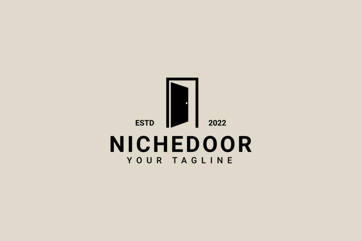 ilustração de ícone de vetor de logotipo vintage de hipster de porta de nicho