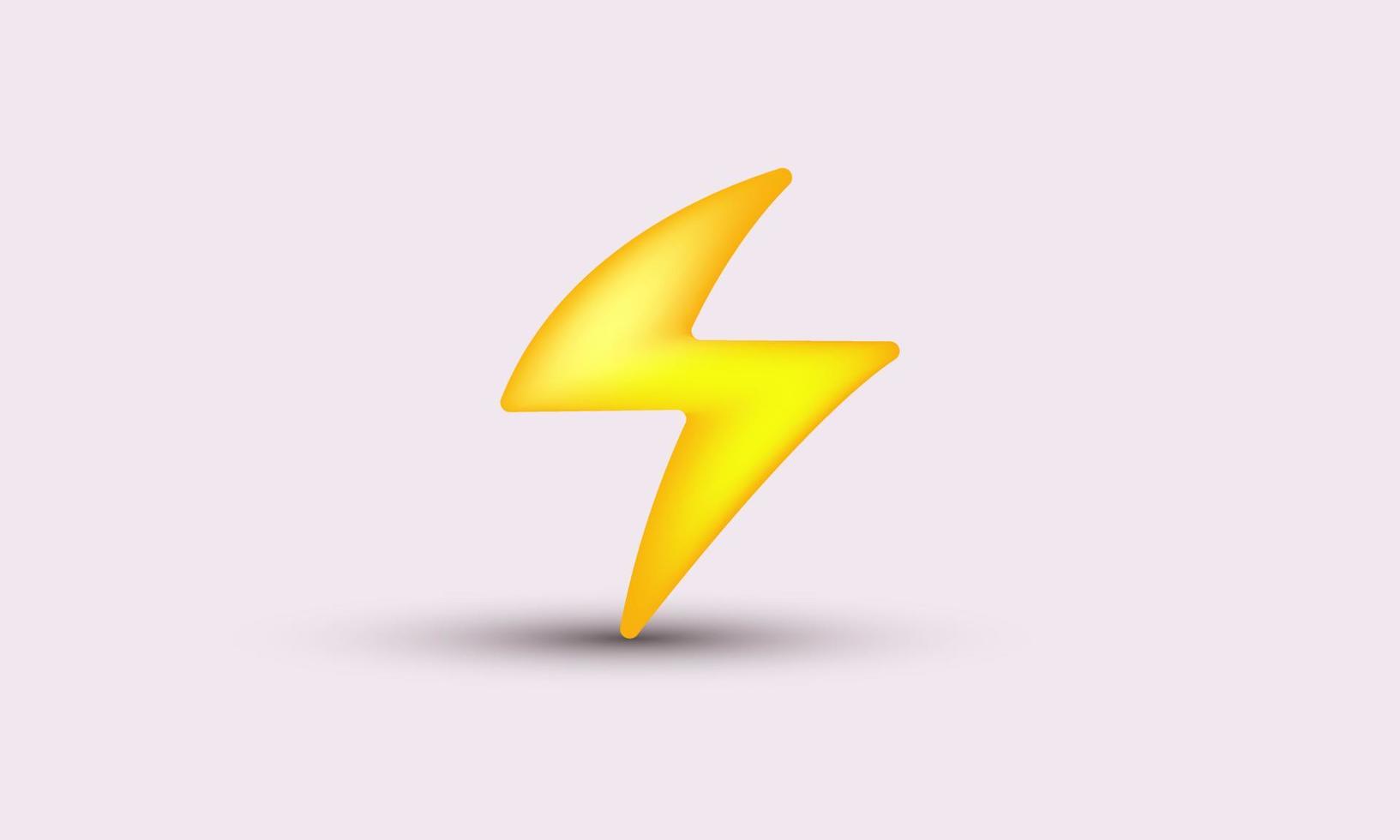 ícone realista de ilustração 3d flash de iluminação de parafuso de trovão amarelo isolado no fundo vetor