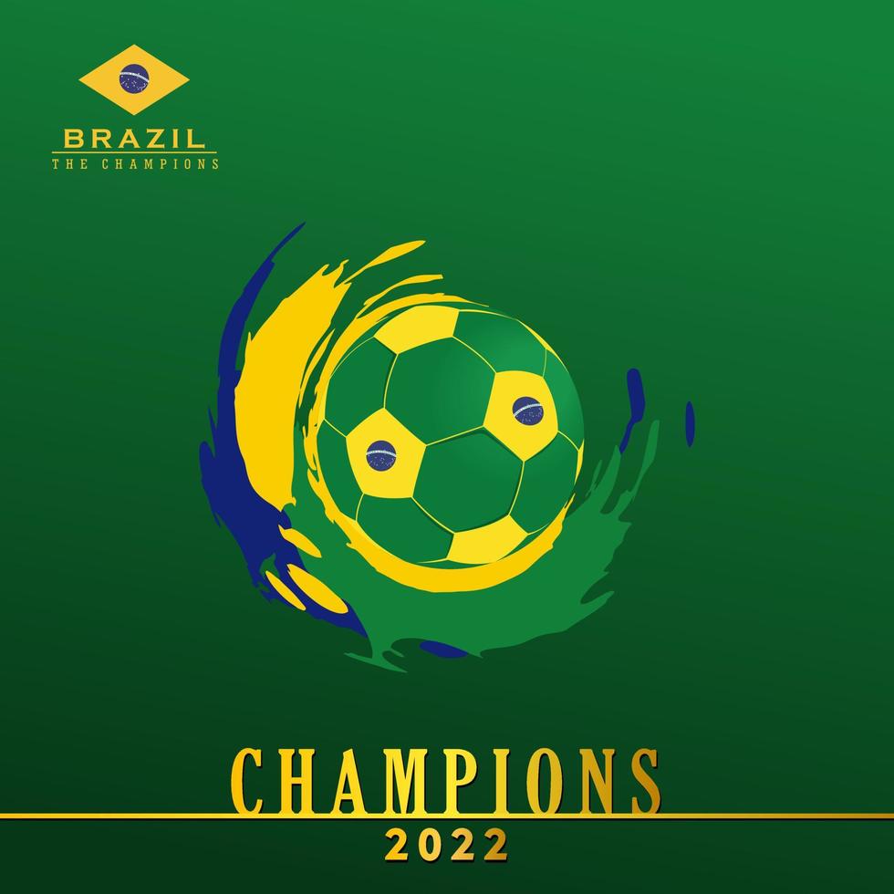bandeira do brasil de fundo abstrato, copa do mundo qatar 2022, ilustração vetorial e texto, combinação de cores perfeita. vetor