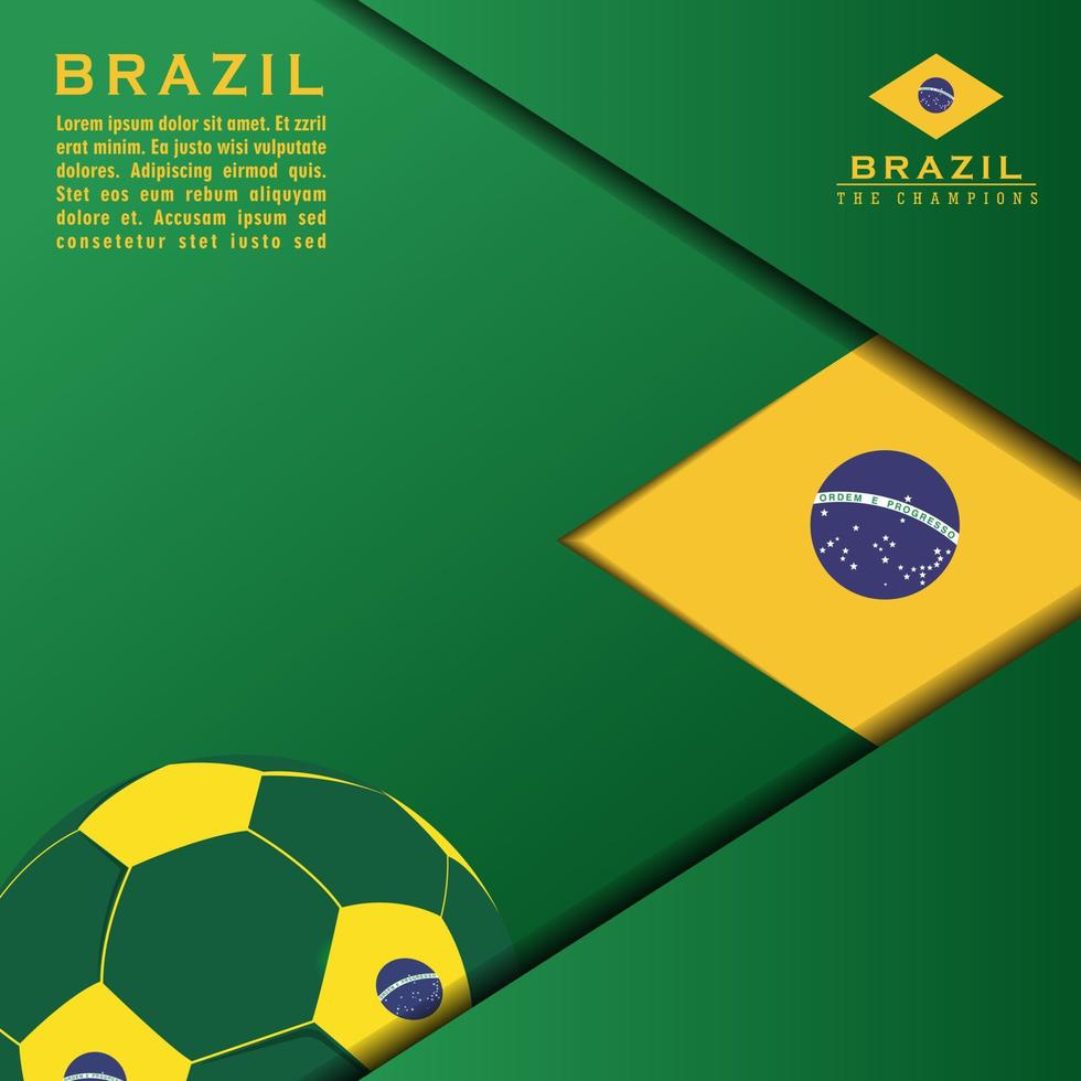 bandeira do brasil de fundo abstrato, copa do mundo qatar 2022, ilustração vetorial e texto, combinação de cores perfeita. vetor