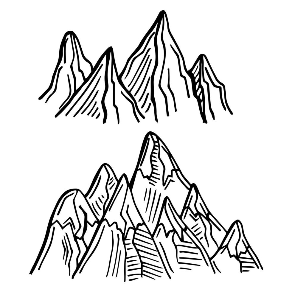 conjunto de montanha isolado no fundo branco. ilustração vetorial eps 10 vetor