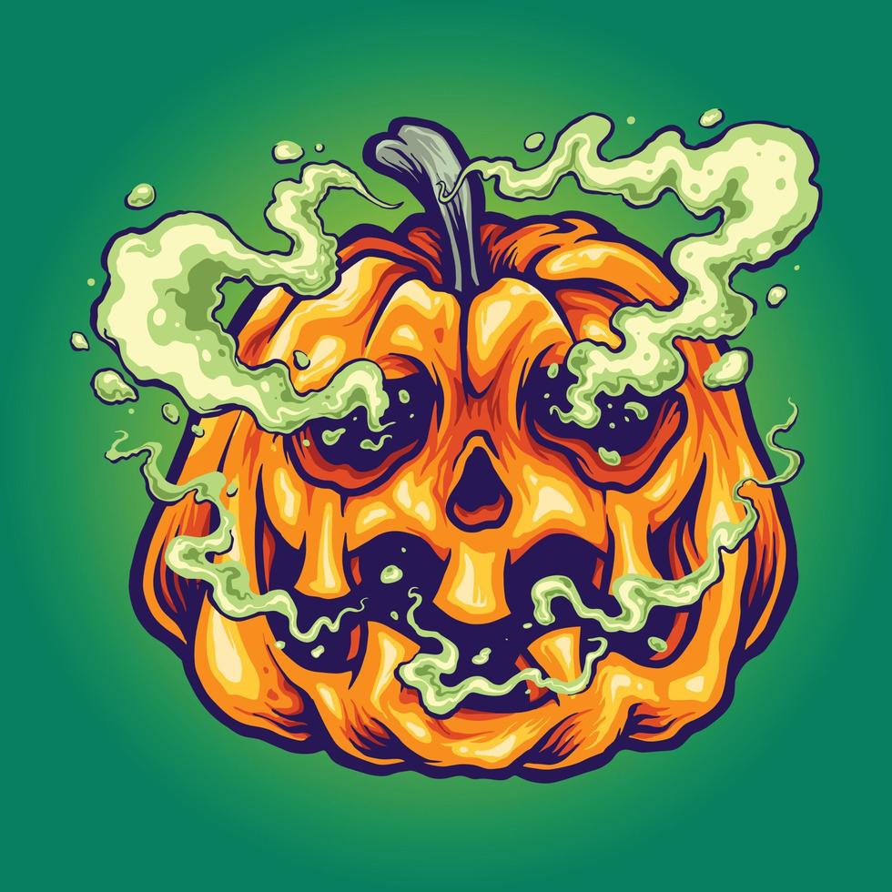 ilustração de halloween de abóbora de bomba de fumaça vetor