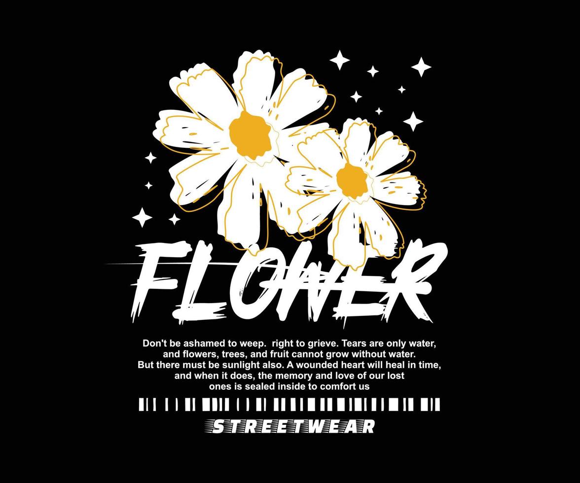 design de camiseta de flor de ilustração futurista, gráfico vetorial, pôster tipográfico ou camisetas roupas de rua e estilo urbano vetor