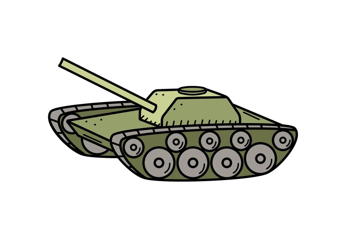 tanque com ícone de doodle de canhão. ilustração em vetor de equipamento militar. isolar em branco.