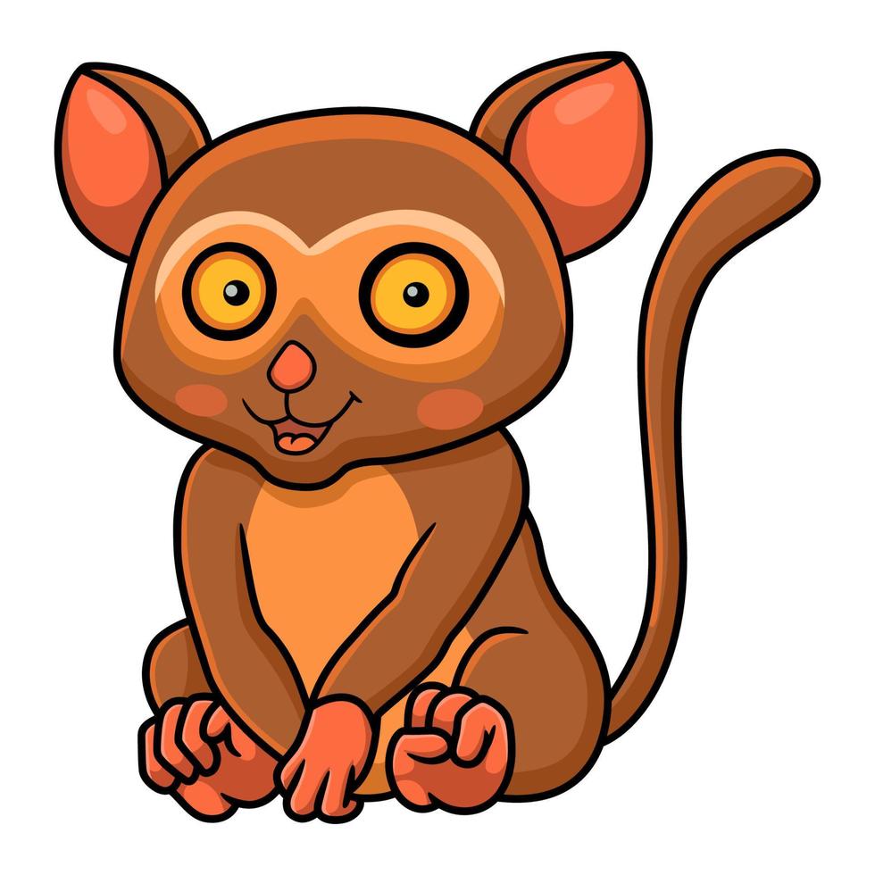 bonito desenho animado tarsier sentado vetor