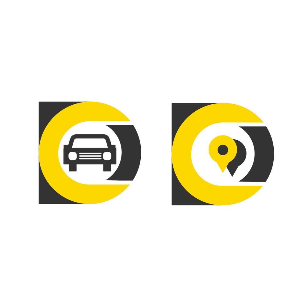 letra d curso de condução design de logotipo de assistência ao motorista ilustração em vetor