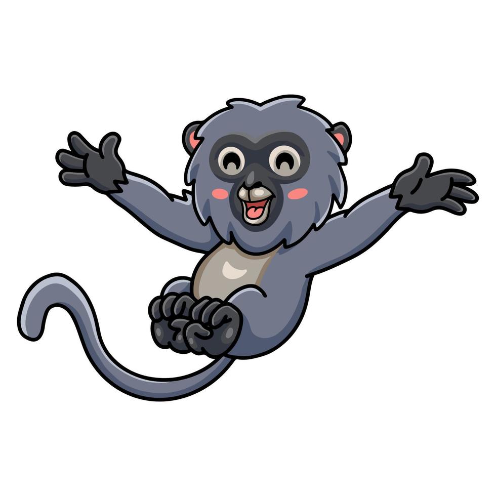 posando de desenho animado bonito macaco folha escura vetor
