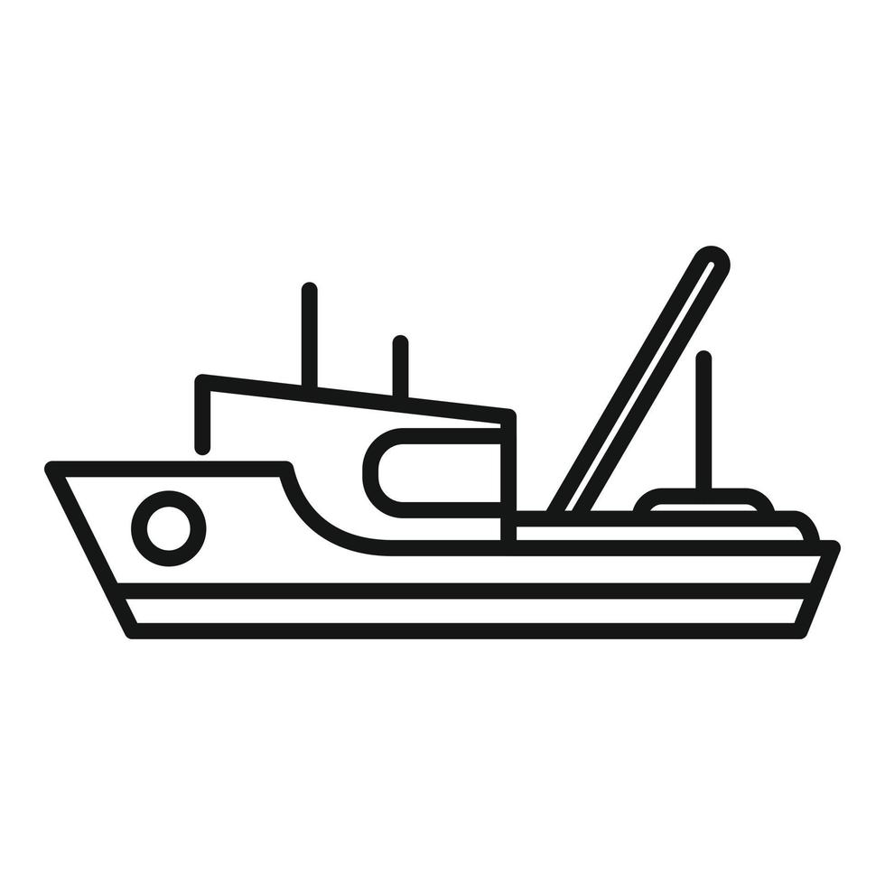 vetor de contorno do ícone do barco de peixe do mar. navio navio