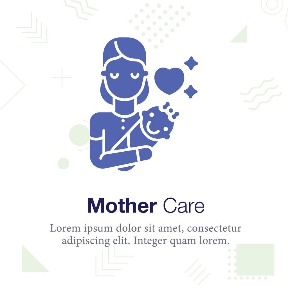 cuidados com a mãe, ilustração vetorial de ícone de criança vetor