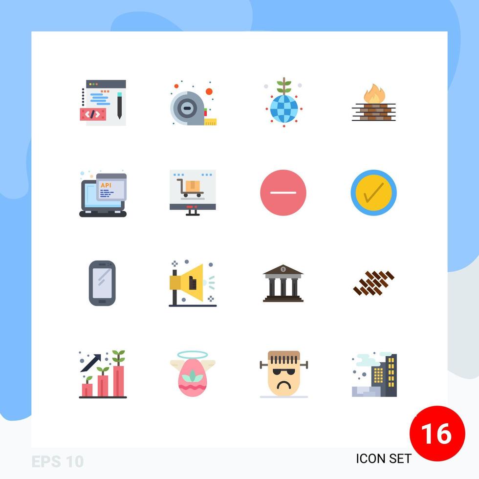 conjunto de 16 cores planas vetoriais na grade para pacote editável de firewall de segurança mundial script api de elementos de design vetorial criativo vetor