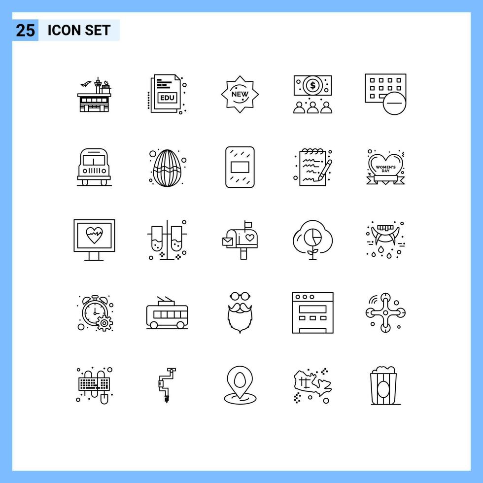 25 ícones criativos sinais e símbolos modernos de computadores educação em dólar adesivos de negócios editáveis elementos de design vetorial vetor