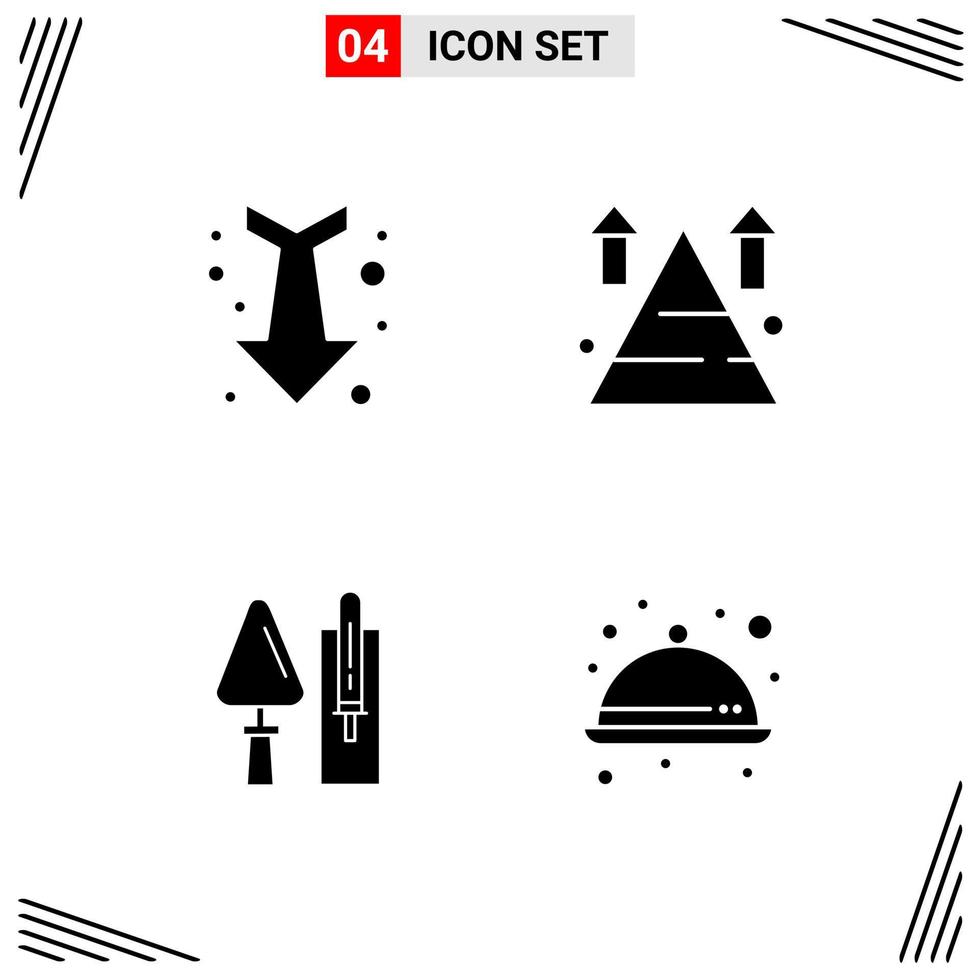 4 ícones com base em grade de estilo sólido símbolos de glifos criativos para design de sites sinais de ícones sólidos simples isolados no conjunto de 4 ícones de fundo branco vetor