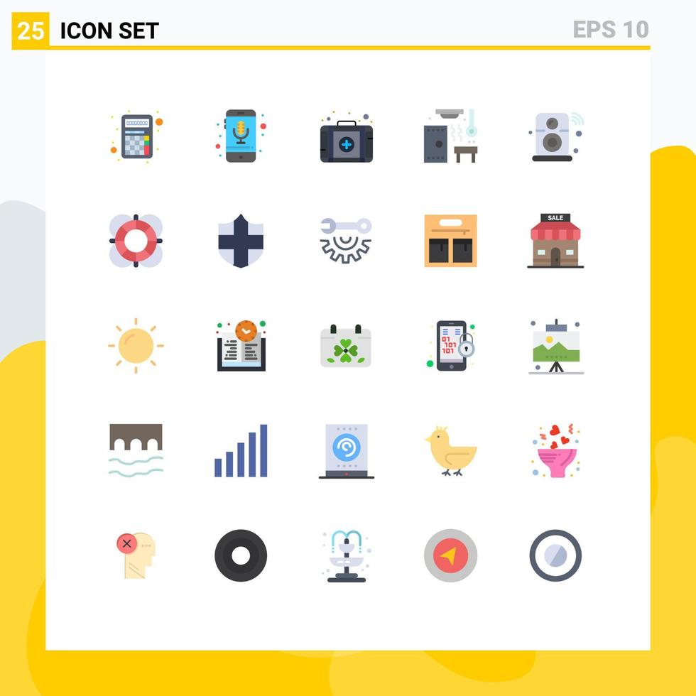pacote de 25 cores planas criativas de elementos de design de vetor editável quente de sauna de smartphone de spa de internet