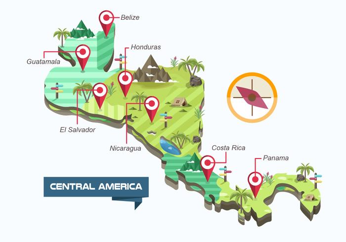 Mapa da América Central Imagem vetorial vetor