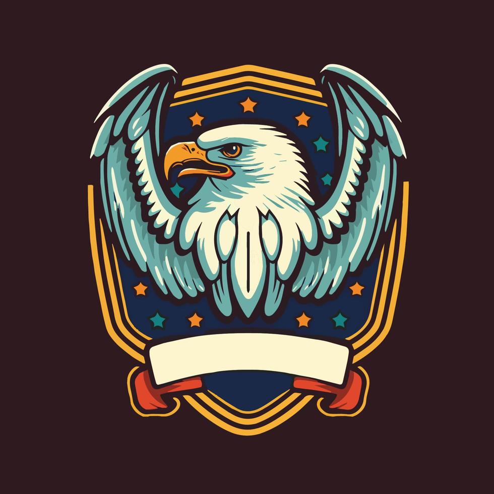 ilustração em vetor design de logotipo de mascote de escudo de cabeça de águia