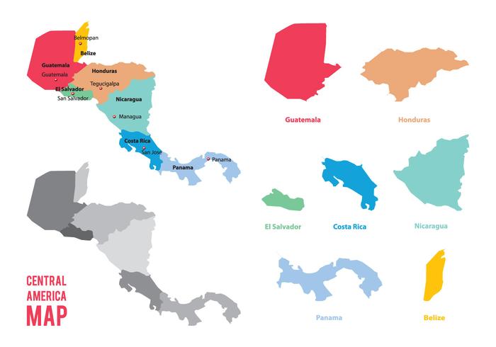 Mapa da América Central Vector