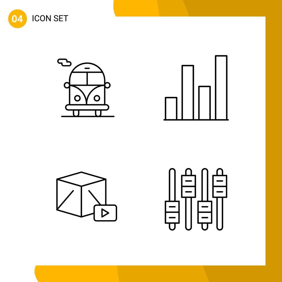 4 símbolos de contorno do pacote de ícones de estilo de linha de conjunto de ícones isolados em fundo branco para design de site responsivo vetor