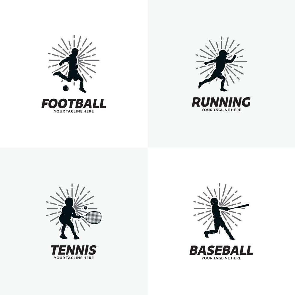 conjunto de modelos de design de logotipo esportivo vetor