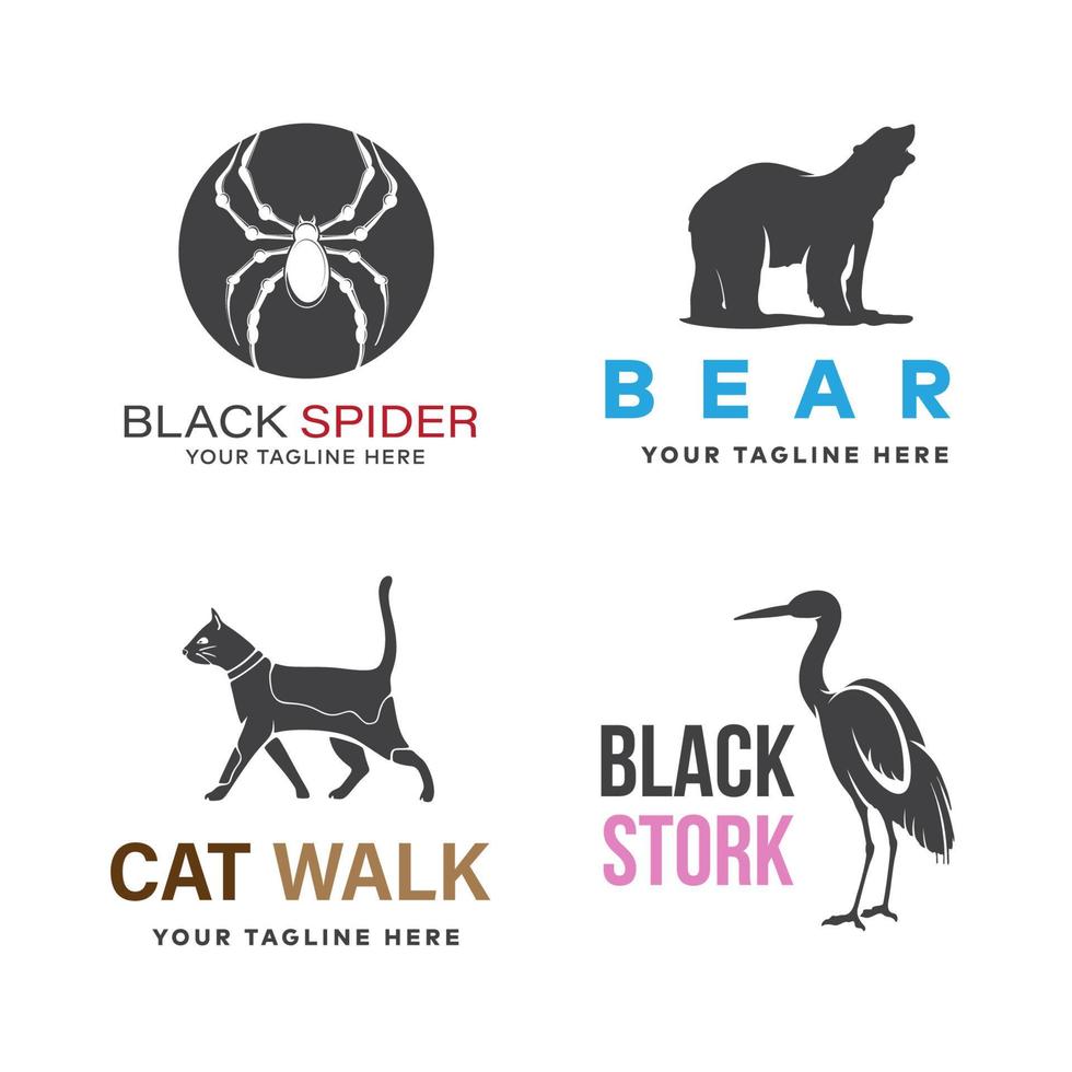 conjunto de design de logotipo animal vetor