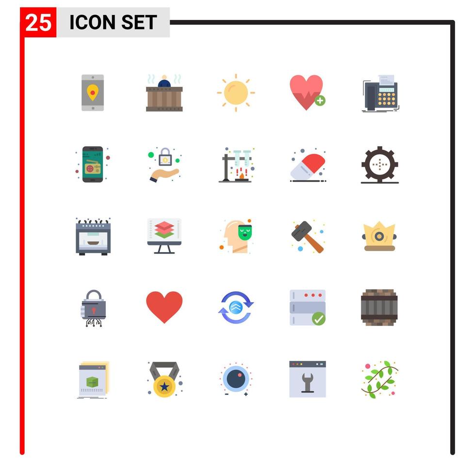 25 cores planas de vetores temáticos e símbolos editáveis de mais elementos de design de vetores editáveis de spa de batimento cardíaco
