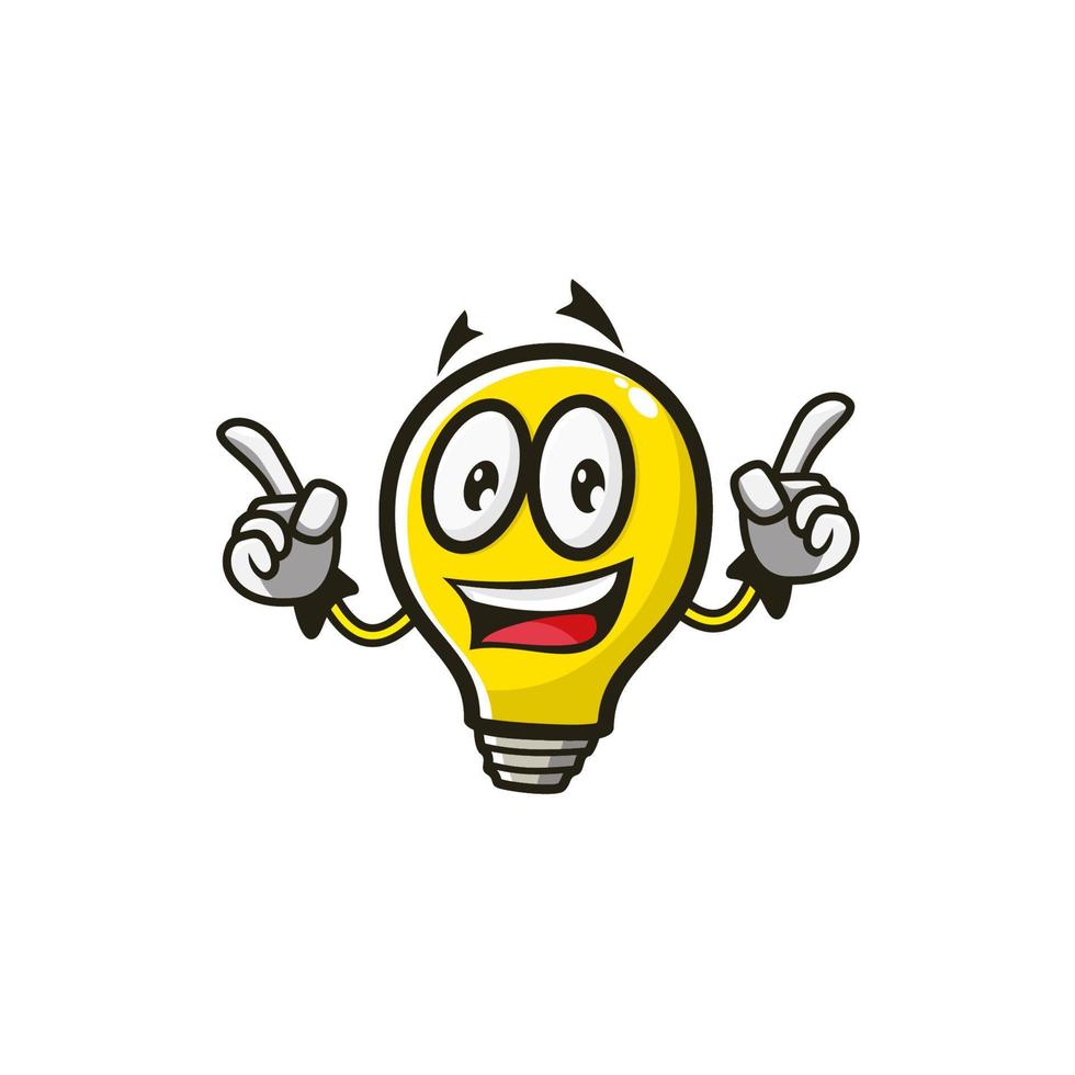modelo de design de logotipo de mascote de lâmpada engraçado vetor
