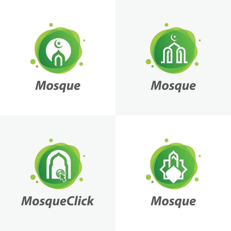 conjunto de modelos de design de logotipo de mesquita islâmica vetor